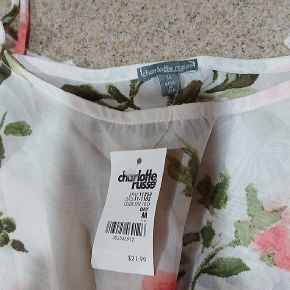 Charlotte Russe Pink Floral Ruffle Blouse - Picture 2 of 6